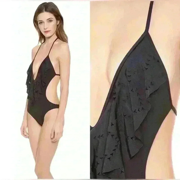 L*Space Women’s Sunsetter Monkini in Black Size 8 - Picture 2 of 13